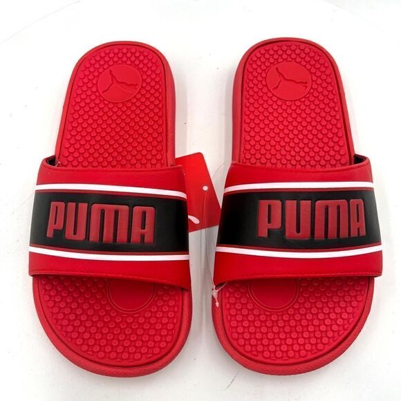 PUMA Unisex Cool Cat Slide Sandal High Risk Red Black White Size 4 - Picture 6 of 11